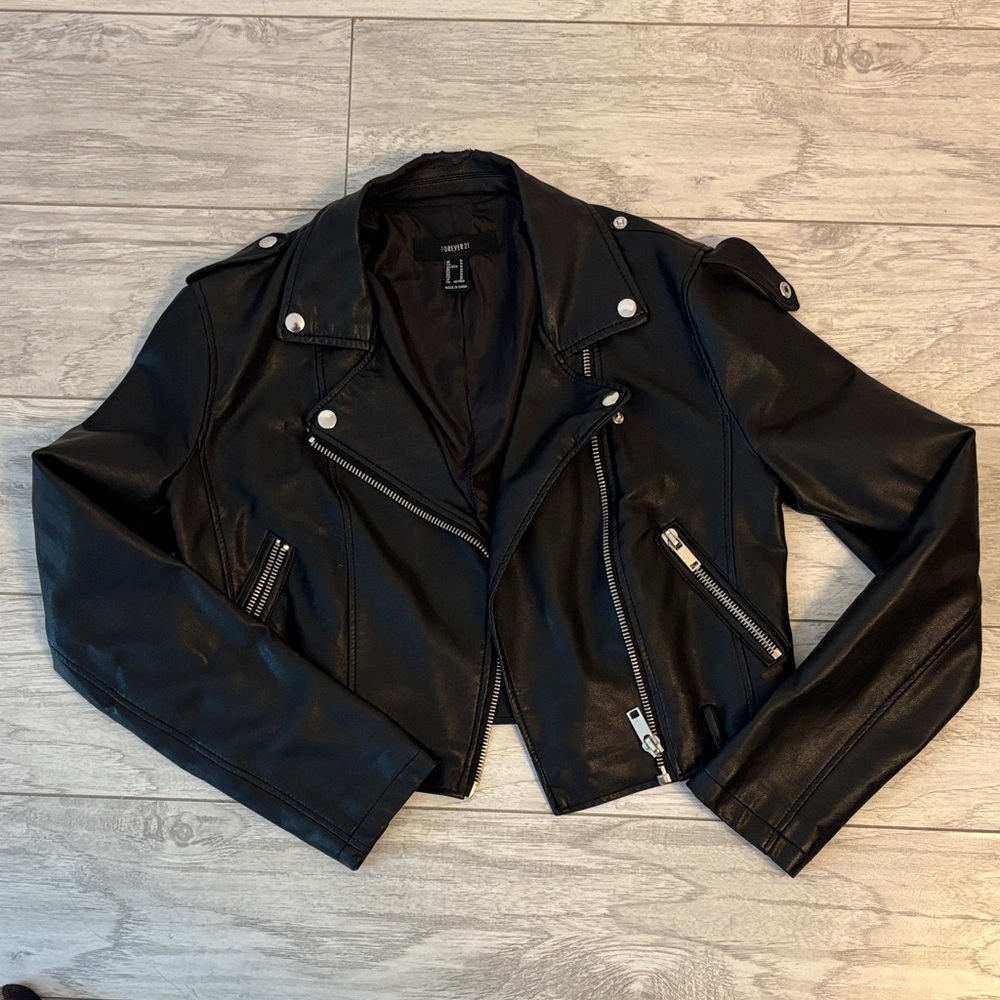 Forever 21 Black Faux Leather Moto Jacket